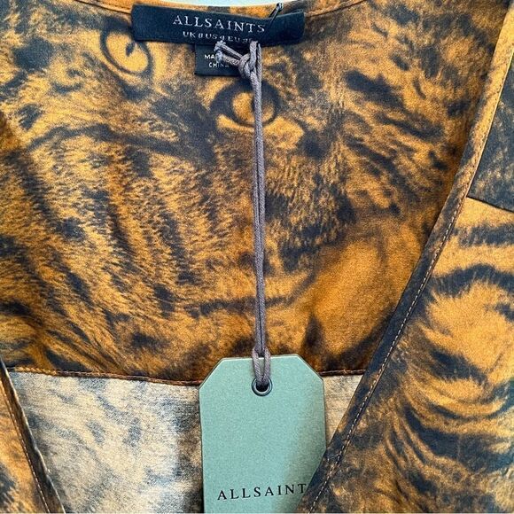 AllSaints Penny Grizedale Cat Print Wrap Front Blouse - Picture 5 of 8